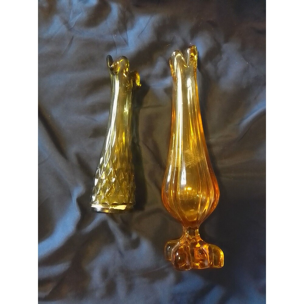 Vintage amber and green colored vases